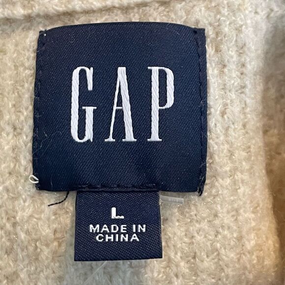 Gap Waffle Mockneck Sweater Birch Beige Soft Knit Long Sleeve Pull-Over L - Picture 3 of 6